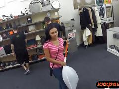 Dude banged this hot latina chick in his pawnshop for money