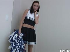 Reality solo clip with brunette cheerleader Sophie