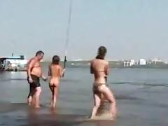 Fishing with nude Russian Teens