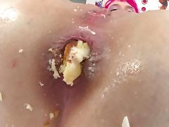 Hardcore babe fucked in her asshole and filled up with cake