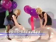 Loons Elevator  - Twins Riding to Pop Big Clear Balloons
