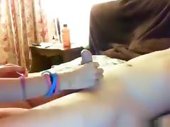 Cute girl jerks her bf hard and sucks him off