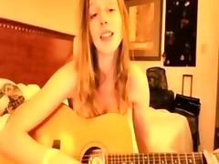 My hot amateur strip shows me playing guitar, naked