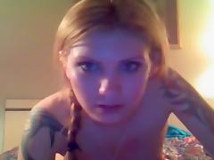 blonde beauty masturbates pussy on cam