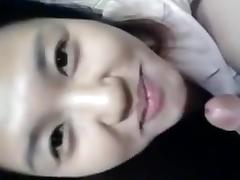 Cute chinese gal engulfing and fucking