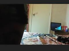 girl tapes herself stripping and masturbating with a toy