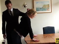 Throatfucked UK sub spanked until red raw