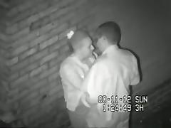 Security cam tapes a partyslut having sex in an alley