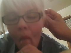 engulfing dad's strapon and swallowing his cum