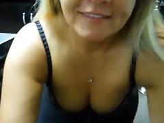 One cute fluffy webcam MILF off her big natural tits
