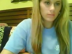 Hot blond girl showing all on skype
