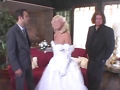 College girl  blonde bride babe fucks her groom and his best man