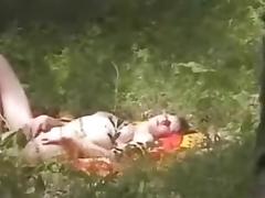 woman caught wanking outdoors - spycam