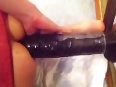 Anal riding my big black dildo