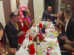 Good-looking girls want to turn this birthday party into a real orgy