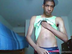 Black Amateur Twink Stroking His Big Dick