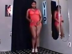 Sexy black dancer body strips nude