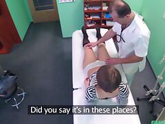 Hidden camera at the doctor's office records skinny patient having sex