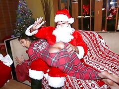 Santa spanked Apatow latina and screwed in her hairy pussy...