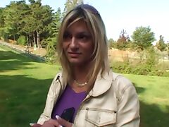 Outdoor sex in the local woods with amateur blonde chick Petra