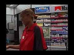 Gas Station worker gives guy head in the bathroom