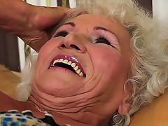 Hairy cunt granny girl masturbates solo