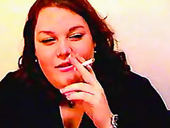 Fat amateur girl smokes cigarette