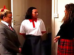 Naughty schoolgirls show up for punishment
