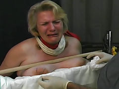 Fat girl cries during tit torture