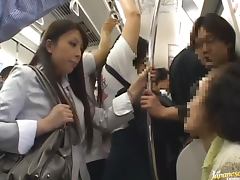 Naughty Japanese Girl Azumi Mizushima Fucked with Pantyhose in Crowded Train