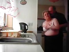 Grandma and grandpa fucking in the kitchen
