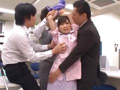 Three Horny Dudes Having Fun with One Slutty Nurse