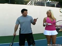 Angelina Ashe Learns to Hit a Backhand and Suck and Fuck on Tennis Court