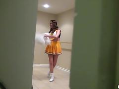 Lewd cheerleader Holly Michaels gets her twat slammed in POV clip