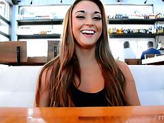 Beautiful Amateur with Long Hair Doing an Interview
