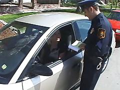 Blond bitch seduces a cop and takes him to her place for sex
