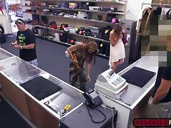 Naked milf gets rammed inside pawnshops office in exchange of cash