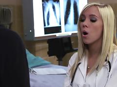 Naughty porn chick BiBi Jones in nurse uniform fucks her patient